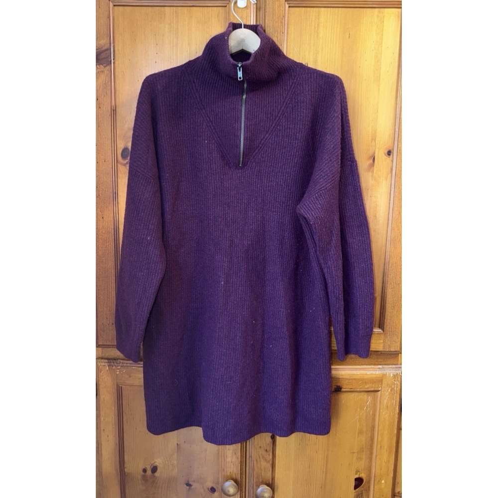 Madewell Merino Wool Blend Sweater Dress Women's XXL Preppy Minimalist Half Zip